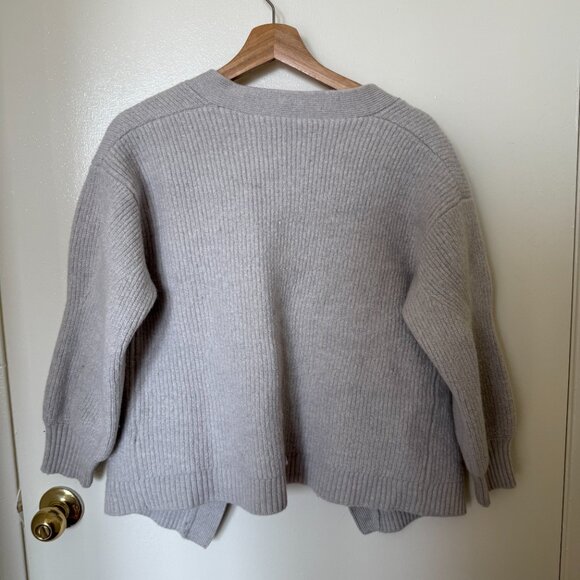 Aritzia Wilfred Free Gray Unwind Merino Wool Open Front Relaxed Cardigan M - Picture 7 of 7